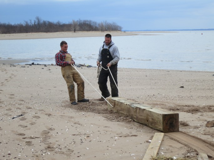 Bay Harvest owner Tim Ryan (right), with his cousin John Malden. They are rebuilding the marina at Port Regalle, a condominium complex in Great Kills, Staten Island. 